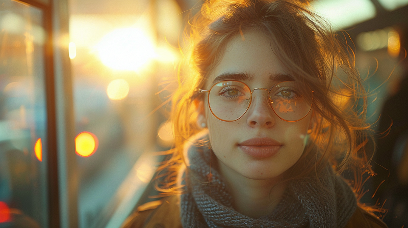 młoda kobieta w okularach